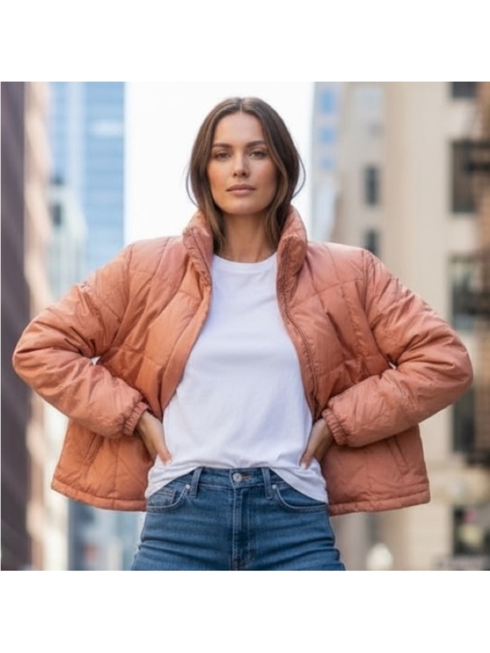 Madewell Womens Quilted Packable Puffer Jacket - Rust